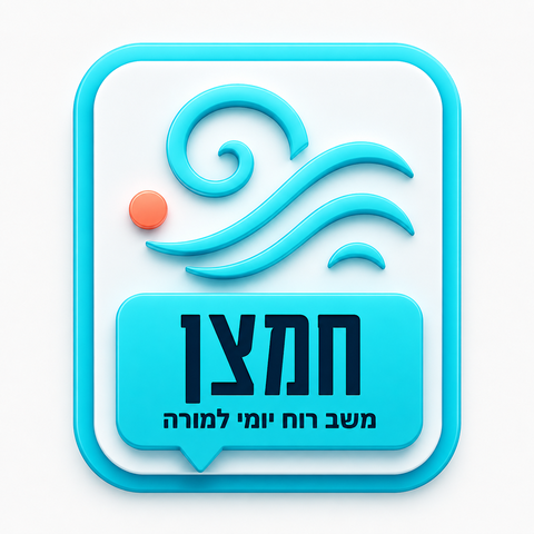חמצן · משב רוח יומי למורה, סמל בועת דיבור בגווני טורקיז עם איור רוח